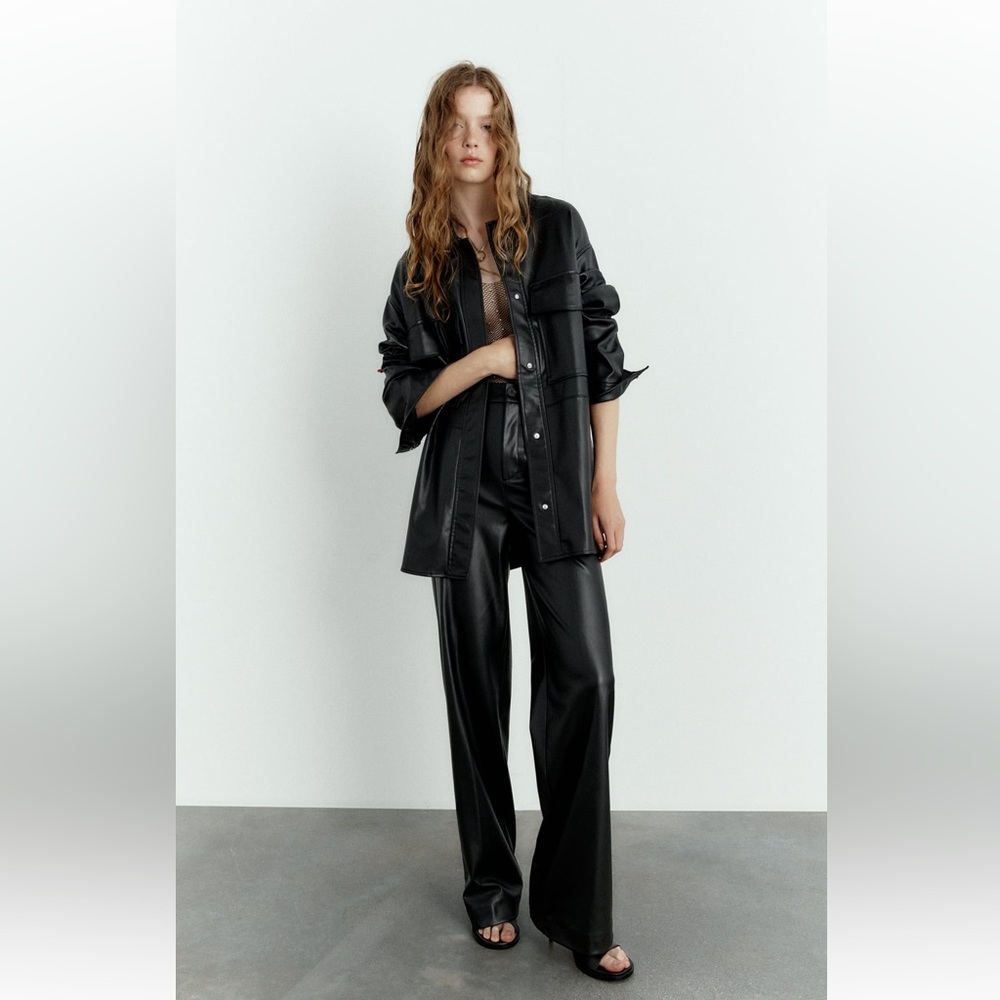 Zara faux leather over shirt (XS)